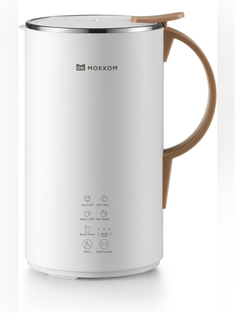 Okko White Electric Soy Milk Maker with Tan Handle